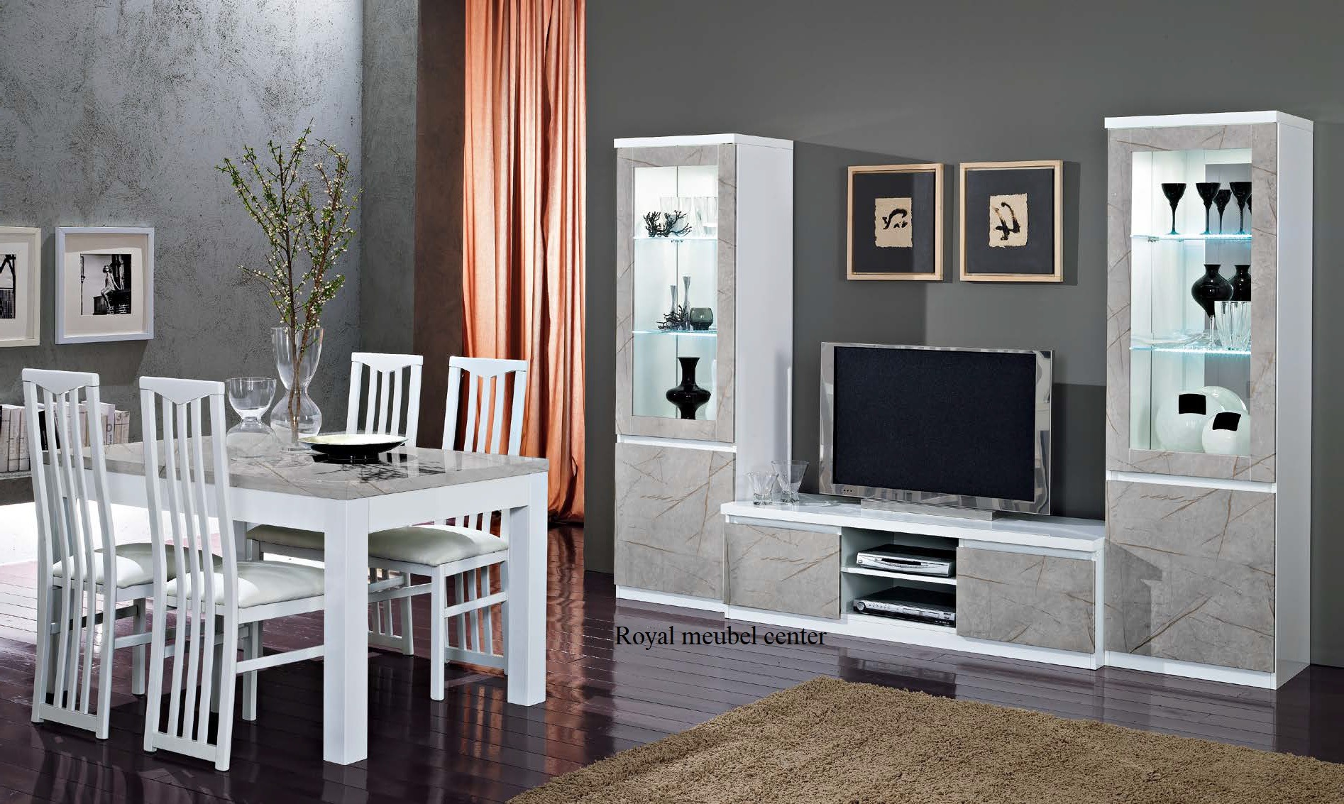 weduwnaar evenwicht schudden Tv meubel Forever hoogglans marmer grijs wit - TV plasma Tafels - Royal  Boxspring Swiss Bedden