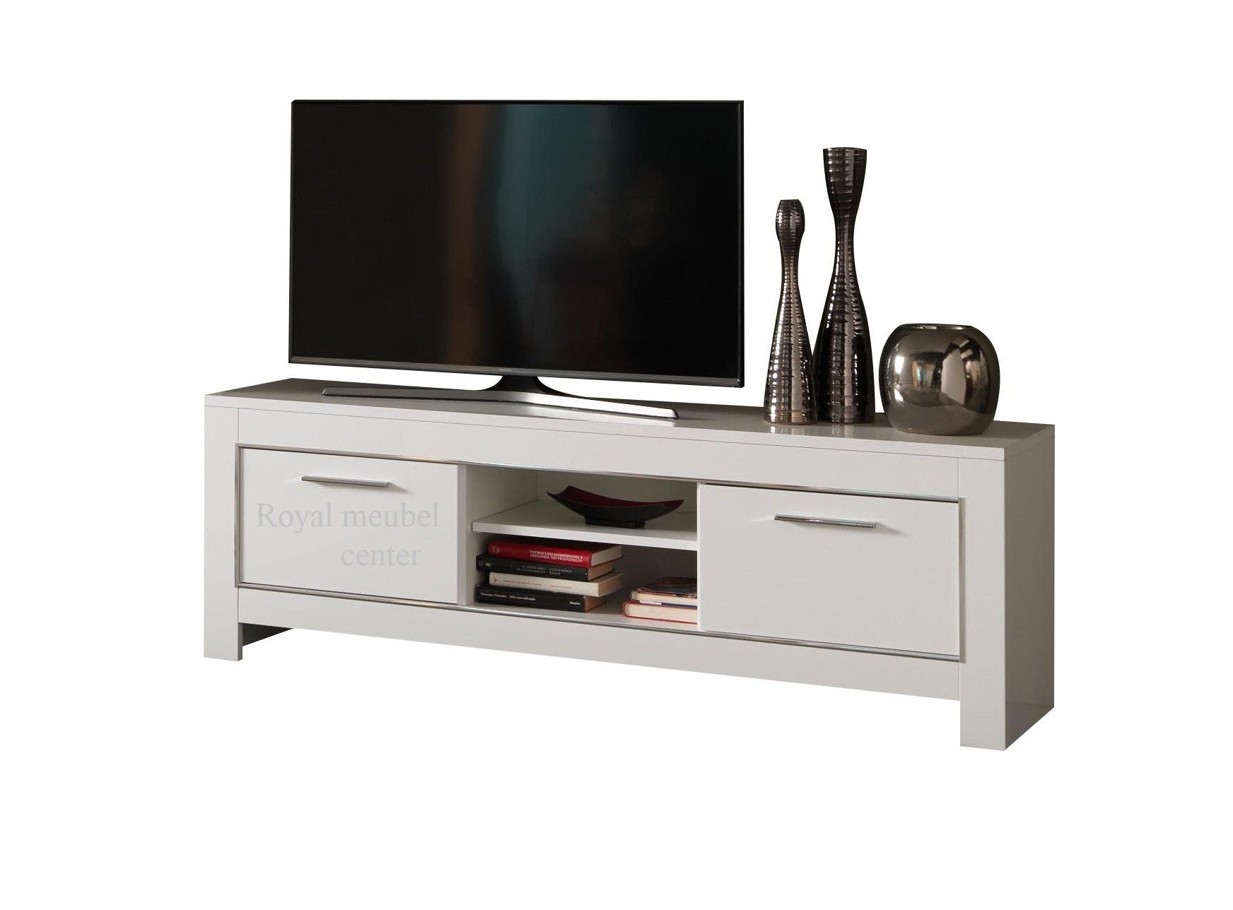 Dapper Vanaf daar Besparing Tv meubel Mona hoogglans wit 160 cm - TV plasma Tafels - Royal Boxspring  Swiss Bedden